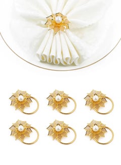 اشتري Set of 6 Gold Hollow Out Flower Napkin Ring في السعودية
