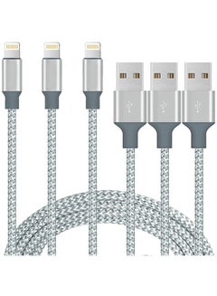 Buy iPhone Charger, Lightning Cable 3PACK 2M Nylon Braided USB Charging Cable High Speed Connector Data Sync Transfer Cord Compatible with iPhone 13/12/11/Xs Max/X/8/7/Plus/6S/6/SE/5S iPad in Saudi Arabia
