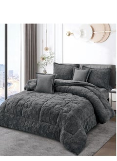 Buy Winter comforter set for double two sides: one side is velvet and the other side is soft fur 6 pieces in Saudi Arabia