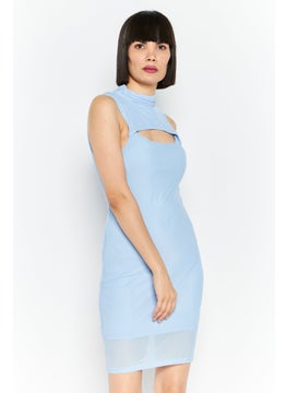 اشتري Women Textured Mini Casual Dress, Light Blue في الامارات