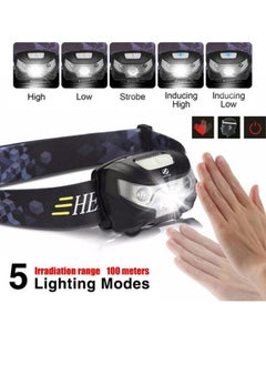 Buy LED Head Torch Headlamp, Motion Sensor Control, 120 Lumen Bright 15 Hours Runtime 1200mAh Battery USB Rechargeable Waterproof Headlight Flashlight, Camping Hiking Fishing Work in Saudi Arabia