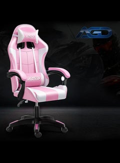 Buy AGD High Back Gaming Chair, Adjustable Faux Leather Computer Chair, Ergonomic Design Lumbar Support with Ergonomic Headrest and Armrest (Pink) in Saudi Arabia