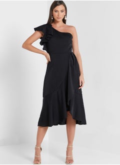 Buy One Shoulder Ruffle Dress in UAE