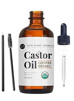 Buy Castor Oil (2oz) USDA Certified Organic, 100% Pure, Cold Pressed, Hexane Free by Kate Blanc. Stimulate Growth for Eyelashes, Eyebrows, Hair. Lash Growth Serum. Brow Treatment. FREE Mascara Starter Kit in UAE