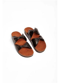 Buy Fancy Faux Leather Slip-On Slipper With Peep Toe in Egypt