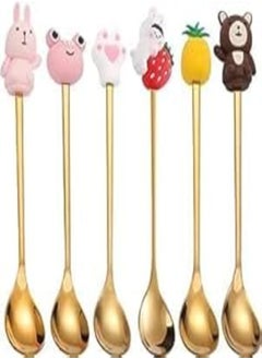 اشتري Cake Turner, Dessert Spoons, Mixed Olive Box, Tea Spoon, Sugar Spoon, Heart Spoon, Coffee Spoon, Cartoon Spoon, Honey Spoon for Kids Stainless Steel Concentrated - 6 Pieces في مصر