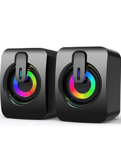 اشتري Computer USB Speakers System Stereo Bass SubwooferRGB  LED for Desktop Laptop PC في السعودية