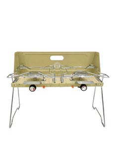 Buy Folding Camping BBQ Gas Stove Double Hole Portable Picnic Stove Kitchen Barbecue Stove in UAE