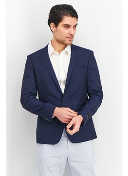 Buy Men Slim Fit Plain Suit Jacket, Navy Blue in UAE