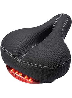Buy Comfortable Men Women Bike Seat Memory Foam Padded Leather Wide Bicycle Saddle Cushion with Taillight, Waterproof, Dual Spring Suspension, Soft, Breathable, Universal Fit in Saudi Arabia