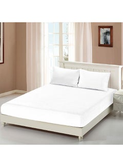 Buy 3-Piece MachineWashable Cotton King Fitted Bedsheet Set White 6 x 30 x 25 cm CN K3PCFTDS-WHTD in Saudi Arabia