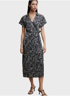 Buy Floral Print Wrap Dress in Saudi Arabia