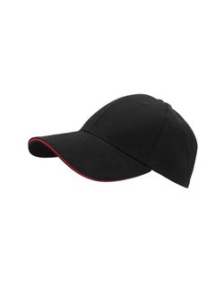 Buy Nenoush Plain Sandwich Baseball Cotton Classic and adjustable buckle closure Cap for Unisex Black Red Sandwich in UAE