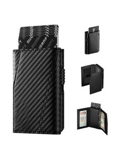 Buy Large Capacity Tri-fold Wallet Anti-theft Brush Carbon Fiber Credit Metal Card Box Card Holder Large Capacity Card Holder in Saudi Arabia