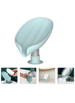 Buy Bar Soap Holder,Leaf-Shape Self Draining Not Punched Easy Clean Soap Dish for Shower, soap Holder with Suction Cup Creative soap Box, for Bathroom, Kitchen Sink in UAE