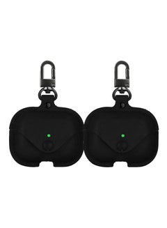 Buy YOMNA Protective Leather Case Compatible with AirPods Pro 2 Case, Wireless Charging Case Headphones EarPods, Soft Leather Cover with Carabiner Clip (Black/Black) - (Set of 2) in UAE