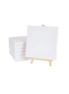 Buy 4 Pcs Blank Framed Canvas Panels 6” X 6” Mini Wooden Square Stretched With Pre-Stretched Frame For Artists Painting,Great For Baby Hand Foot Prints in Egypt