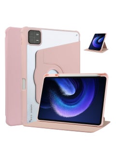 اشتري Transparent Hard Shell Back Trifold Smart Cover Protective Slim Case for Xiaomi Mi Pad 6 /Pad 6 Pro Pink في السعودية