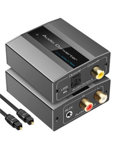 Buy Analog to Digital Audio Converter RCA R/L to Optical with Optical Cable 3.5mmAUX Jack to Digital Toslink and Coaxial Audio Adapter for Soundbar in Saudi Arabia