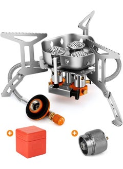 Buy Windproof Camp Stove Camping Gas Stove with Fuel Canister Adapter, Piezo Ignition, Carry Case in Saudi Arabia