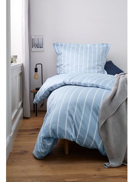 اشتري 2 Piece Stripe Duvet Cover and Pillow Case Set, Light Blue/White في الامارات