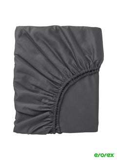 Buy Fitted sheet dark grey 180x200 cm in Saudi Arabia