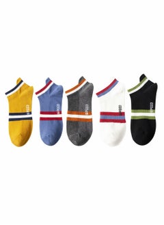 Buy 5 Pairs Men's Breathable Mesh Top Non-Slid Socks Cotton Stripe Low Cut Ankle Socks Fresh Ventilation Athletic Running Sports Socks in Saudi Arabia