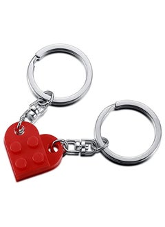 Buy Brick Keychain for Couples Friendship 2pcs Matching Heart Colorful Keychain Set for Girlfriend Boyfriend Couples Valentine's Day (Red) in UAE