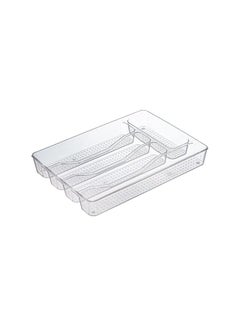 Buy Kitchen Drawer Silverware Organizer Tray - 5-Slot Acrylic Flatware Holder and Utensil Holder - Desk Drawer Organizer - Storage for Kitchen, Office, Bathroom Transparent in Egypt