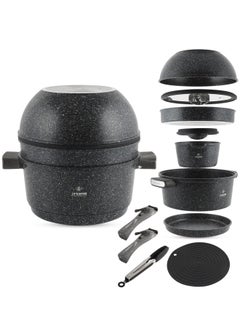 اشتري Minimalist Non-Stick Cookware Set – Ultimate 13-Piece Stackable Cooking Set – Induction Cookware Includes Soup Pot, Wok, Saucepan, Crepe Pan, Skillet, Tong & Accessories – Space Saver & Oven Safe في الامارات