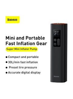 Buy Mini Inflator Pump Air Compressor Portable Hand-Held Auto Tire Pump with LED Light and 3M Cable in Saudi Arabia