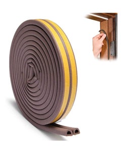 Buy Door Seal Weather Strip, Self Adhesive 20m Rubber Seal Weather Strip Foam Tape for Doors and Windows Door Insulation Strip Foam Seal for Water-Proofing, Wind Noise Sound(D-Type-Brown) in Saudi Arabia