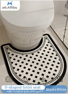 اشتري Bathroom Mats Super Absorbent Bathroom Cushion Toilet Absorbent Non-Slip Mat Diatom Mud Microfiber Bath Mat Bathroom U -shaped Bucket Cushion(40*60CM) في السعودية