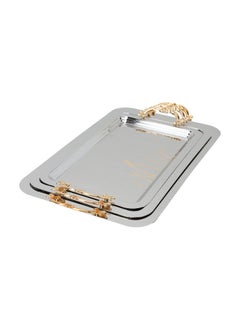 Buy A Rectangular Silver Steel Tofa Set With A Gilded Hand 3 Piece in Saudi Arabia