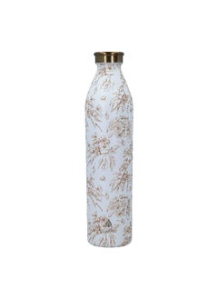 Buy Modern Floral Design Vacuum Insulated Stainless Steel Water Bottle White and Brown 946 ml in Saudi Arabia