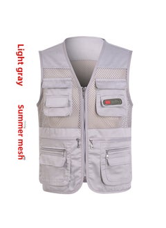 Buy Breathable Mesh Fishing Vest Men Multi-Pocket Waistcoat Summer mesh Gray in UAE