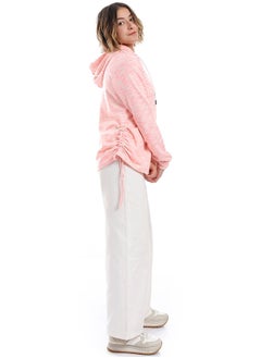 اشتري Self Pattern Side Adjustable Hoodie _ Neon Pink & Beige في مصر