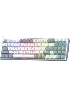اشتري K628 Pollux 75% Wired RGB Gaming Keyboard, 78 Keys Compact Mechanical Keyboard w/100% Hot-Swap Socket, Free-Mod Plate Mounted PCB & Dedicated Arrow Keys, Quiet Red Switch, White في الامارات