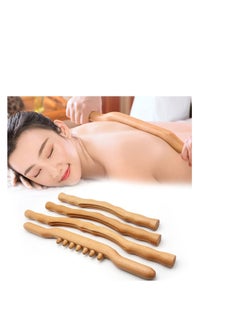 اشتري 4 Pcs Scraping Stick Beech Wood Back Shoulder Neck Waist Leg Massage Tools في السعودية