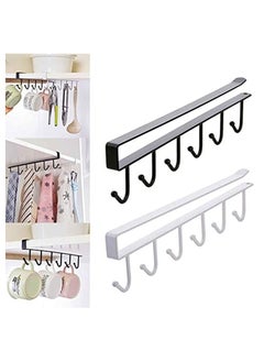 Buy Multifunction Kitchen Storage Rack Cupboard Shelf Hanging Hook Wardrobe Organizer Holder - Black/White in UAE