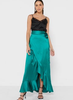 Buy High Waist Ruffle Detail Wrap Skirt in UAE