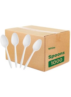 Buy 1000Pc Every Day Use Disposable Plastic Table Spoon White in UAE