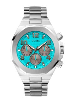 اشتري Guess Men's Silver Chronograph Stainless Steel triffany Blue Dial Strap Watch - GW0489G3 في الامارات