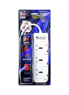 اشتري Power Strips CG4003 Heavy Duty Extension Cord with 3 way Outlets with individual switch, Charging Socket with 5 meter Heat resistant  Extension Cord (White) في الامارات