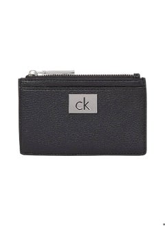 Buy Women's Ck Plaque Zipped Cardholder - Faux Leather, Black in Saudi Arabia