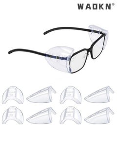 Buy 4 Pairs Safety Glasses Side Shields,Slip on Clear Side Shields,Fits Small to Medium Eyeglasses Frames Glasses Side Shields Eyeglasses Protect Side Shields in UAE