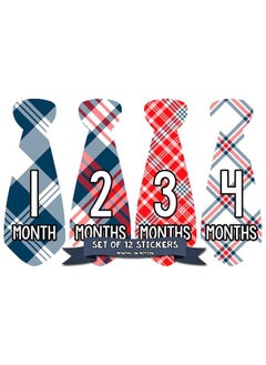 Buy Monthly Baby Tie Stickers Boy Month Milestone Necktie Sticker Onesie Month Sticker Infant Photo Prop For First Year Shower Gift Newborn Keepsakes in UAE