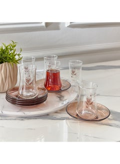 Buy Artsy 6-Piece Istikan Glass and Saucer Set 120 ml in UAE