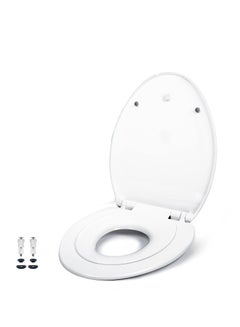Buy 2-in-1 Elongated Toilet Seat - Soft Close & Easy Clean - Built-In Toddler Seat for Potty Training - Little to Big Toilet Seat Attachment, Universal Toilet Seat, Dual Purpose Slow Drop Toilet Cover in UAE