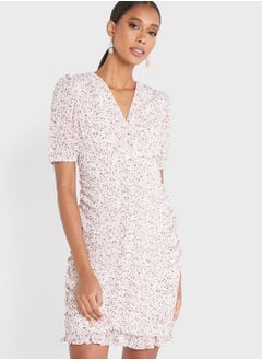 Buy Balloon Sleeve Ruched Dress in UAE